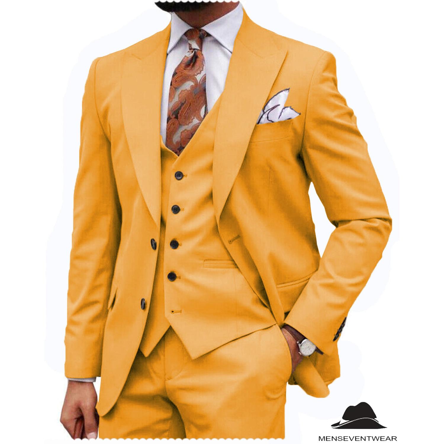 Menseventwear Formal Men’s -Piece Regular Fit Peak Lapel Flat Men’s Suit Blazer+Vest+Pants Menseventwear Formal Men’s -Piece Regular Fit Peak Lapel Flat Men’s Suit Blazer+Vest+Pants