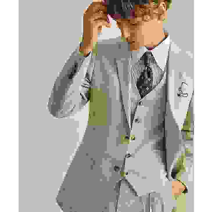 Formal Men’s Pieces Mens Suit Notch Lapel Striped Tuxedos Blazer+Vest+Pants