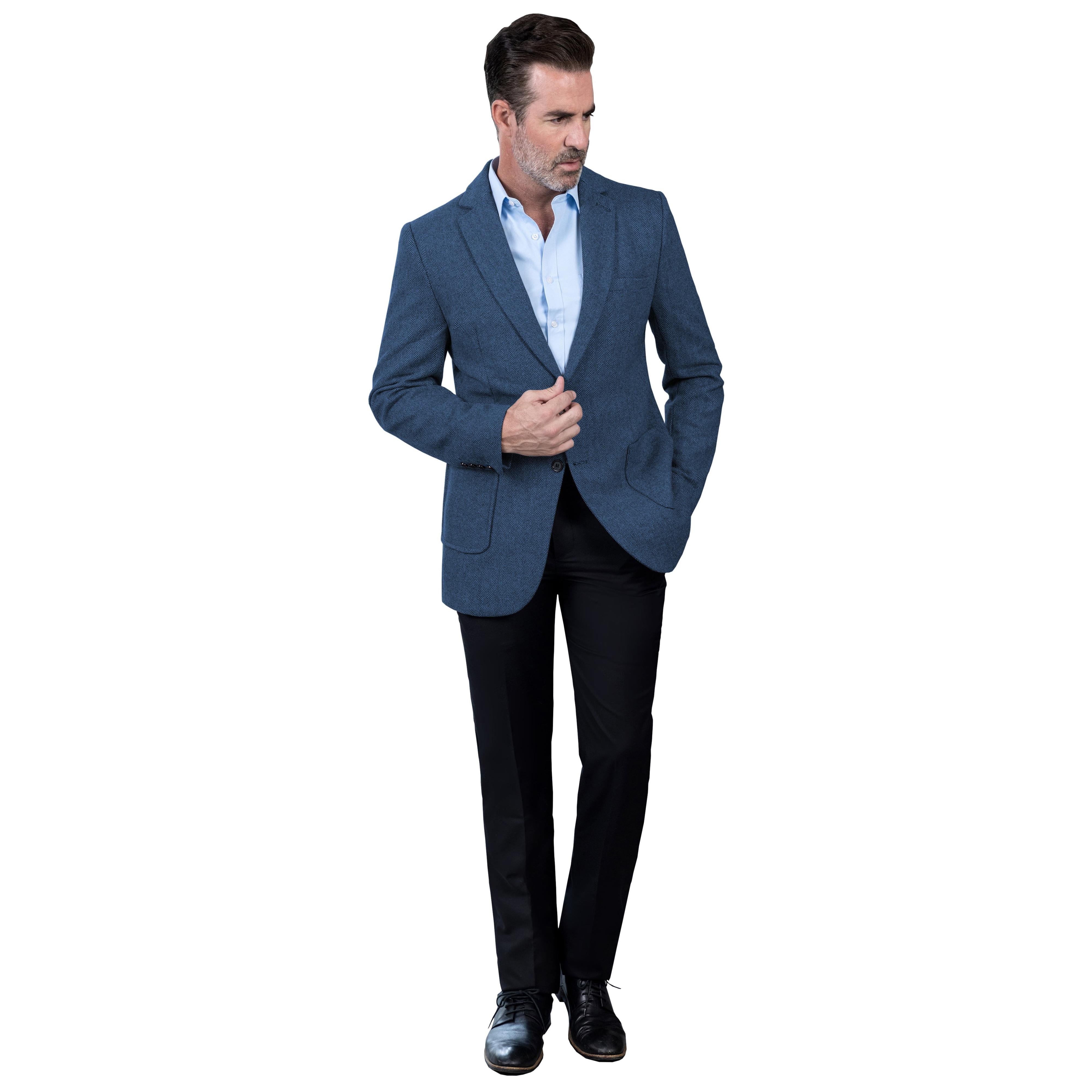 Formal Men’s Classic Tweed Herringbone Peak Lapel Blazer Formal Men’s Classic Tweed Herringbone Peak Lapel Blazer