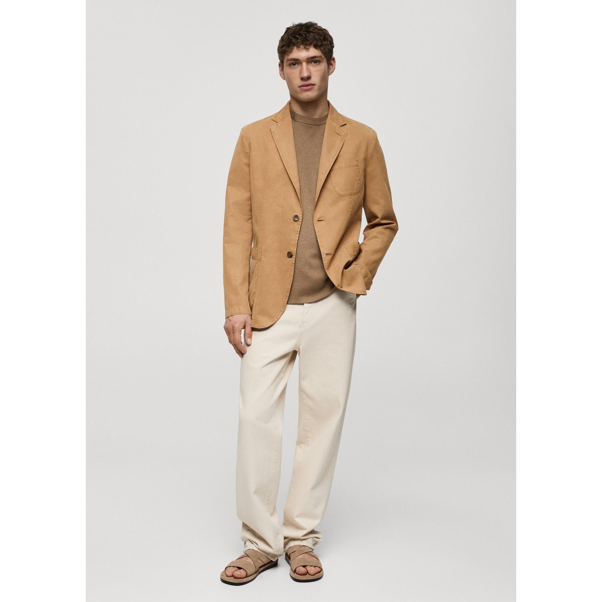 Formal Men’s Regular Linen Notch Lapel Blazer for Weddings Formal Men’s Regular Linen Notch Lapel Blazer for Weddings