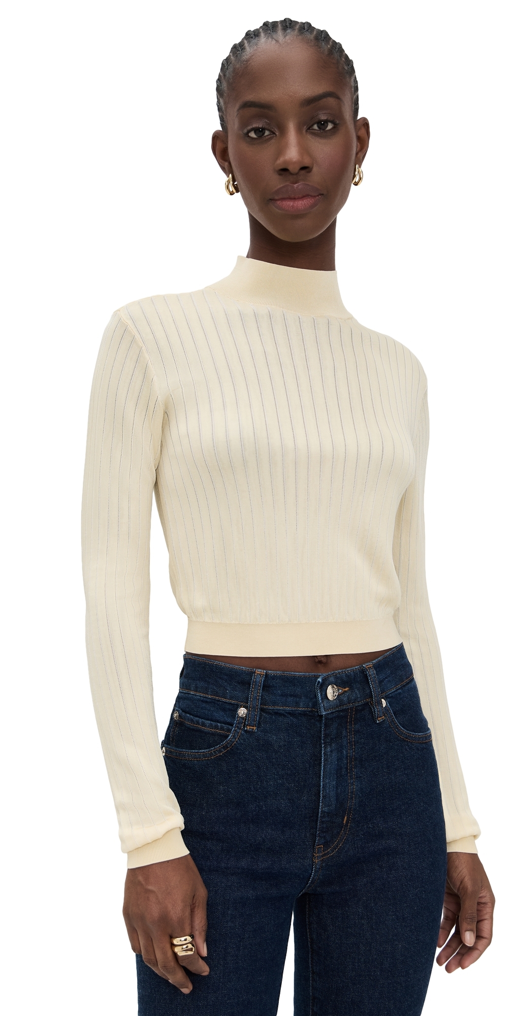 FRAME The Crop Fitted Turtleneck Butter FRAME The Crop Fitted Turtleneck Butter