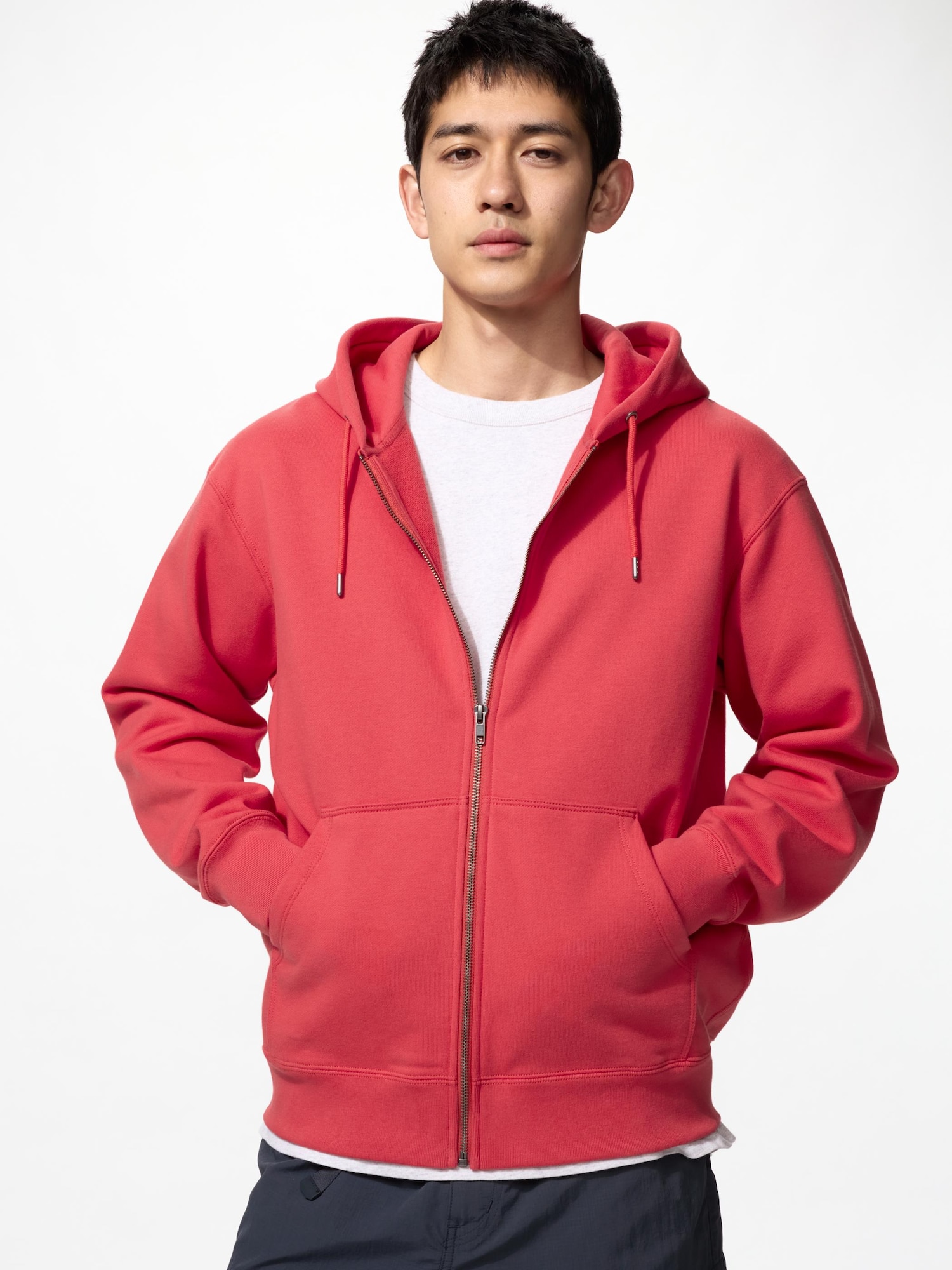 UNIQLO Men’s Sweat Full-Zip Hoodie, Red UNIQLO Men’s Sweat Full-Zip Hoodie, Red