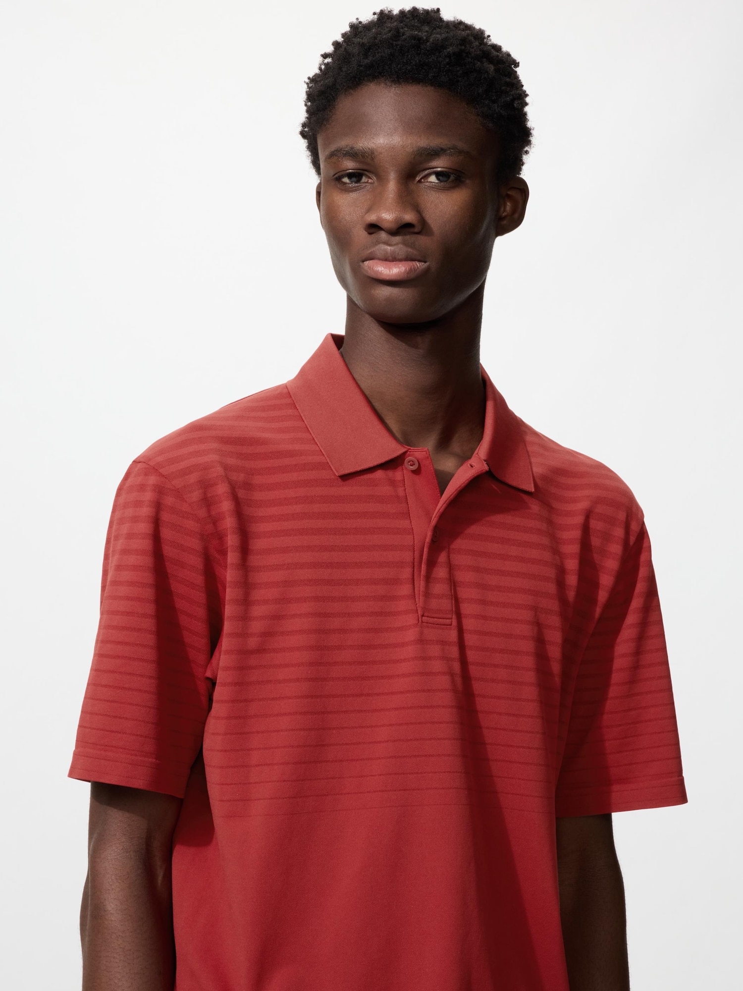 UNIQLO Men’s DRY-EX Polo Shirt Pattern with Quick-Drying, Red, Large