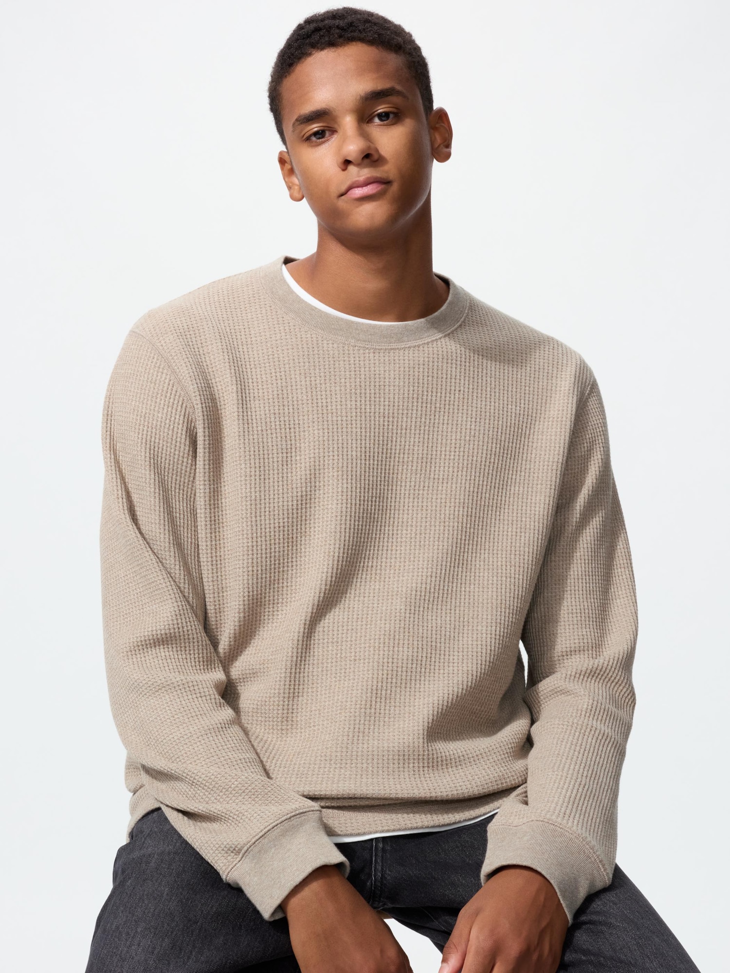 UNIQLO Men’s Waffle Shirt, Beige