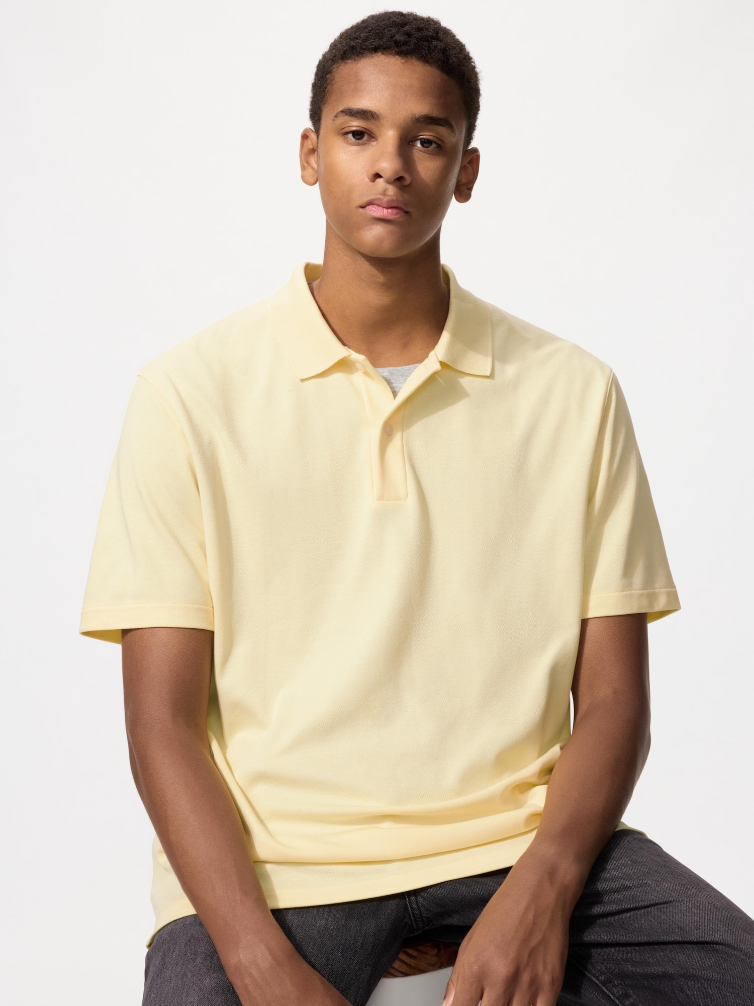 UNIQLO Men’s AIRism Cotton Pique Polo Shirt, Yellow UNIQLO Men’s AIRism Cotton Pique Polo Shirt, Yellow