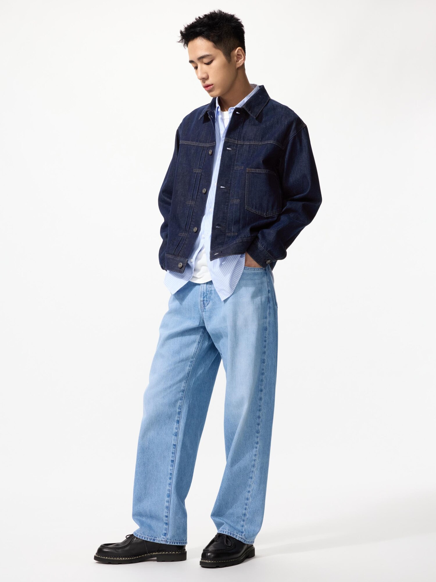 UNIQLO Men’s Baggy Jeans, Blue, , % Cotton