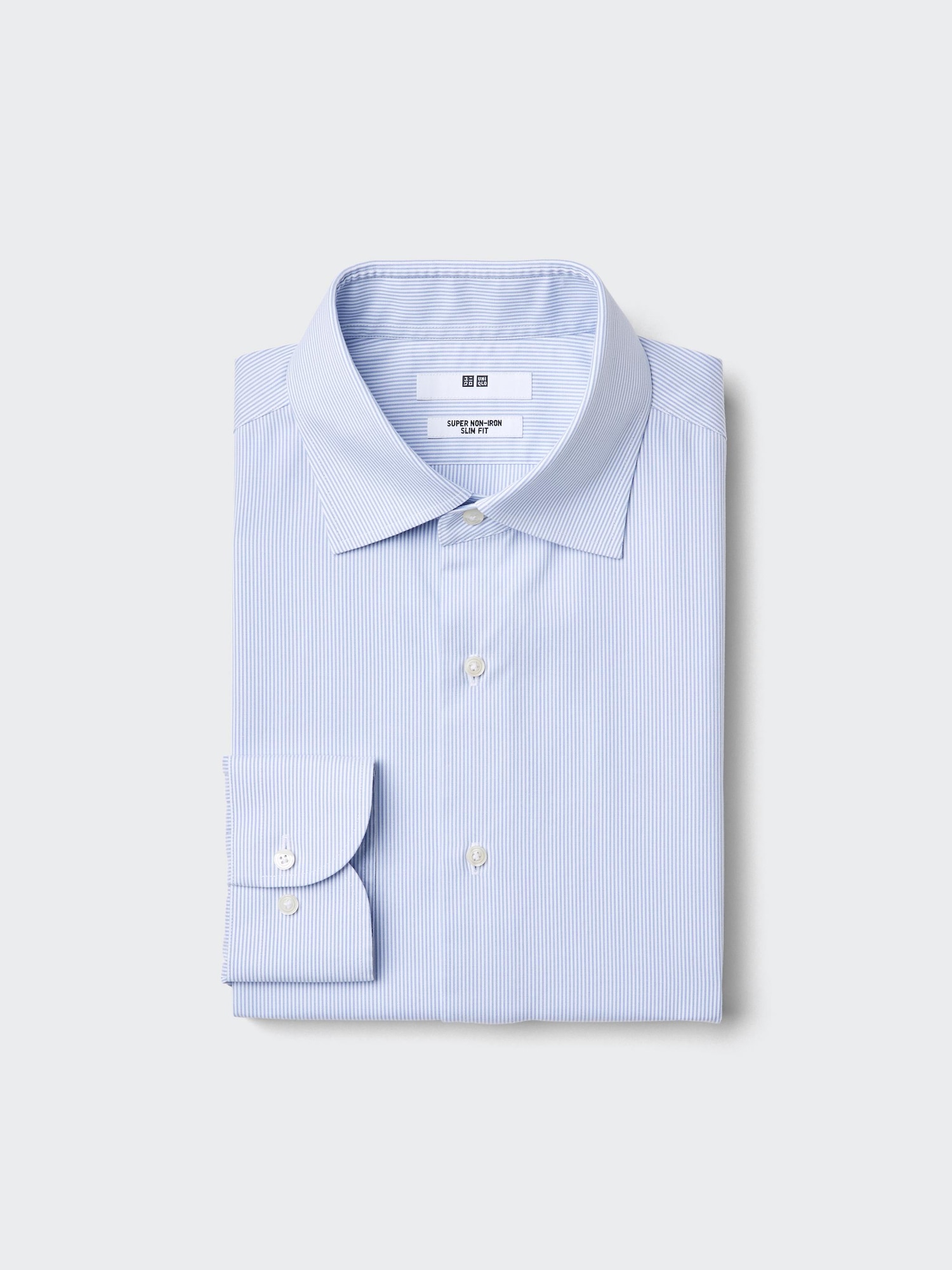 UNIQLO Men’s Super Non-Iron Slim Shirt Spread Collar Striped, Blue UNIQLO Men’s Super Non-Iron Slim Shirt Spread Collar Striped, Blue