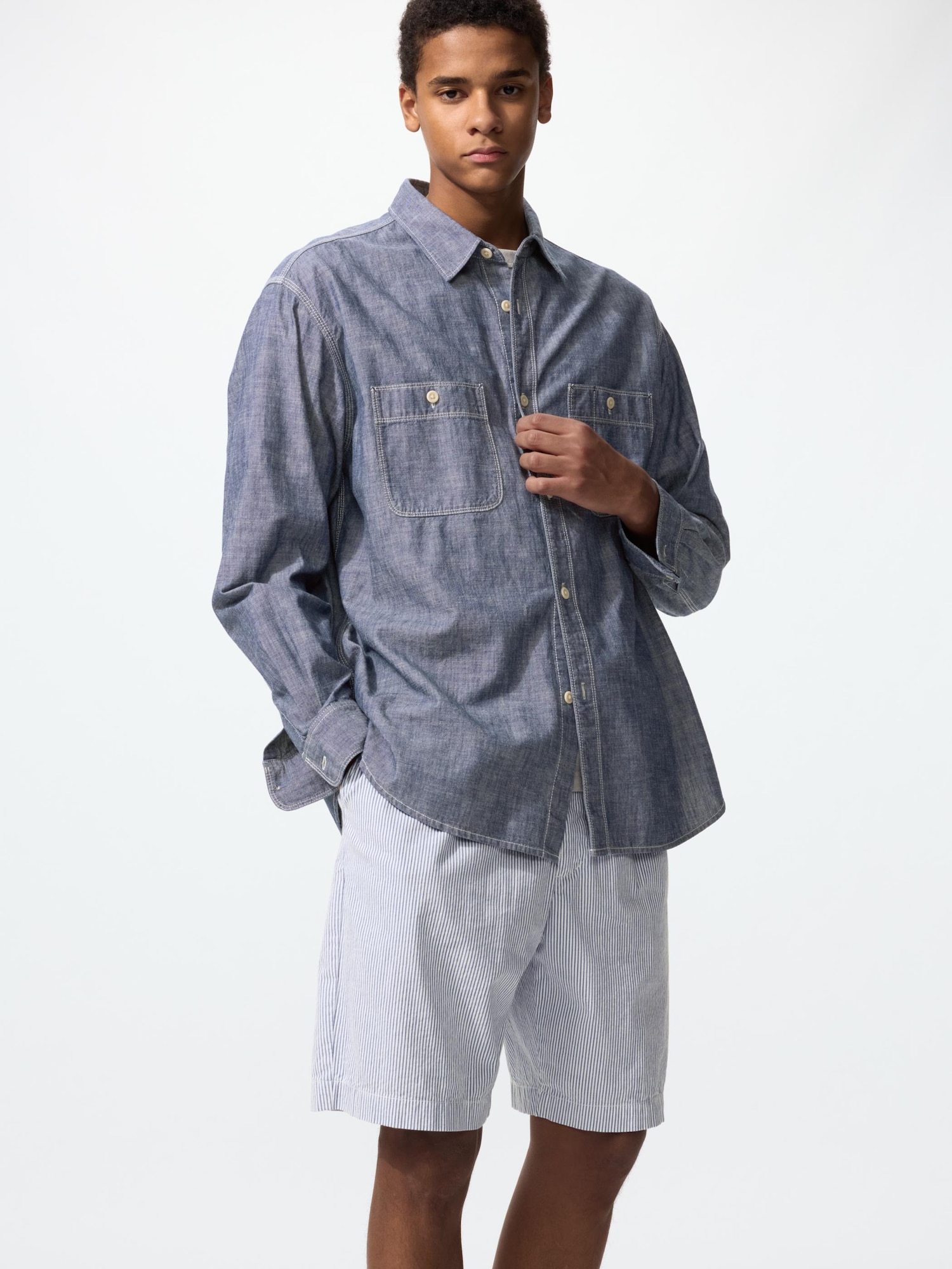 UNIQLO Men’s Stretch Easy Shorts Seersucker “, Blue