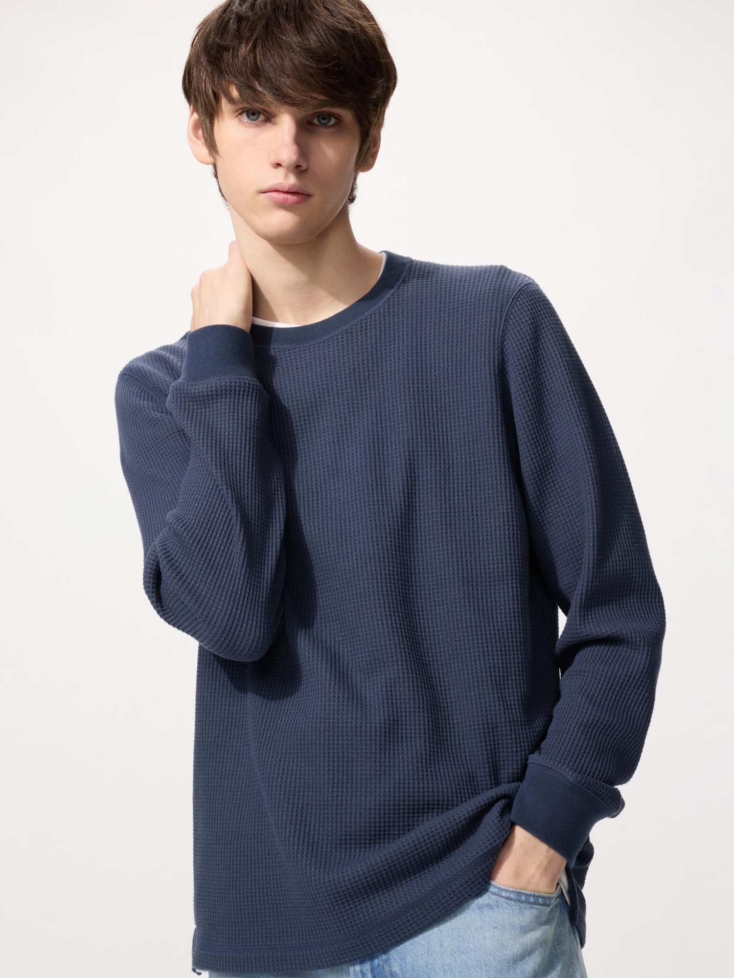UNIQLO Men’s Waffle Shirt, Blue UNIQLO Men’s Waffle Shirt, Blue
