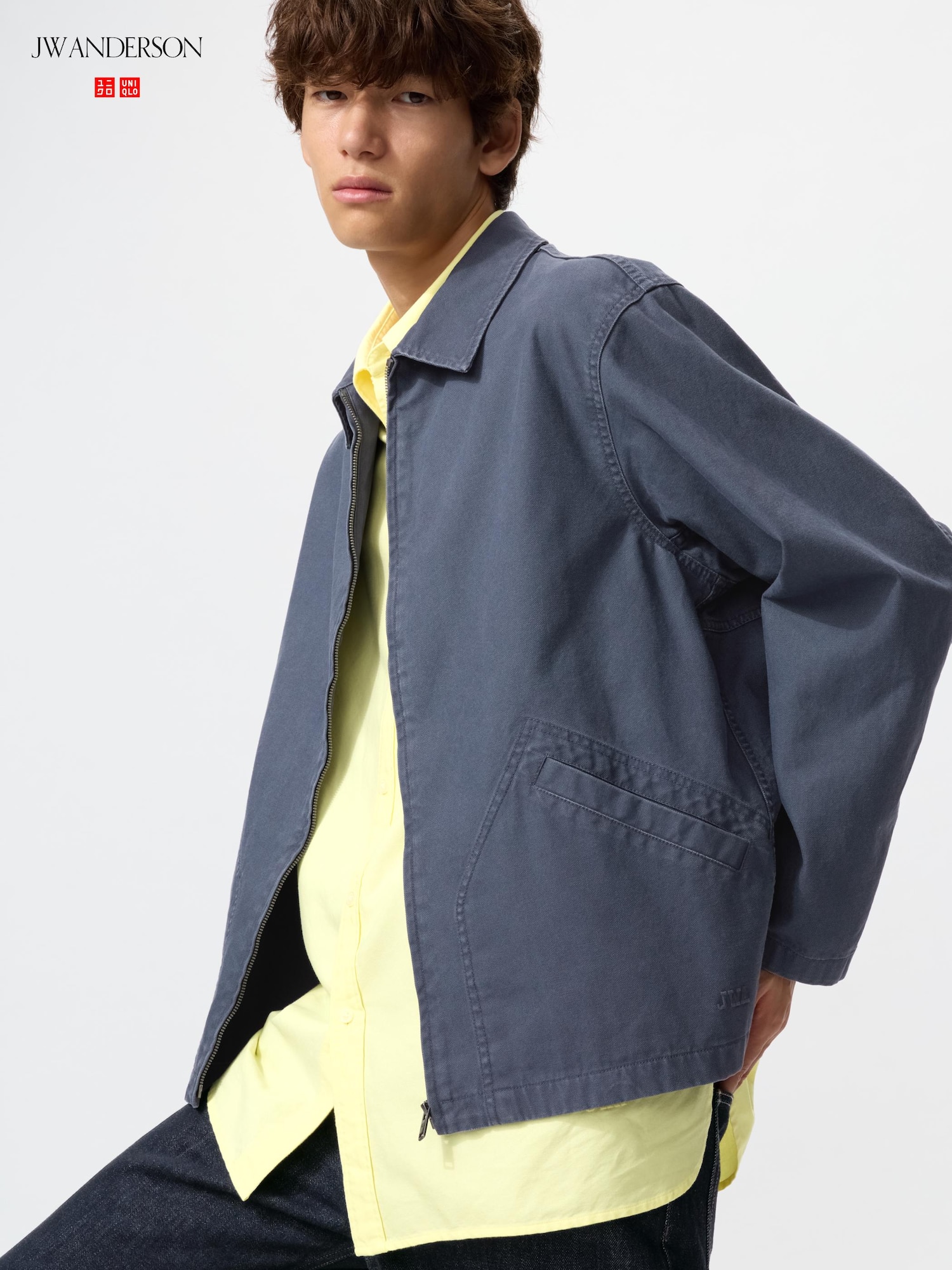 UNIQLO Men’s Zip-Up Blouson Jacket, Blue UNIQLO Men’s Zip-Up Blouson Jacket, Blue