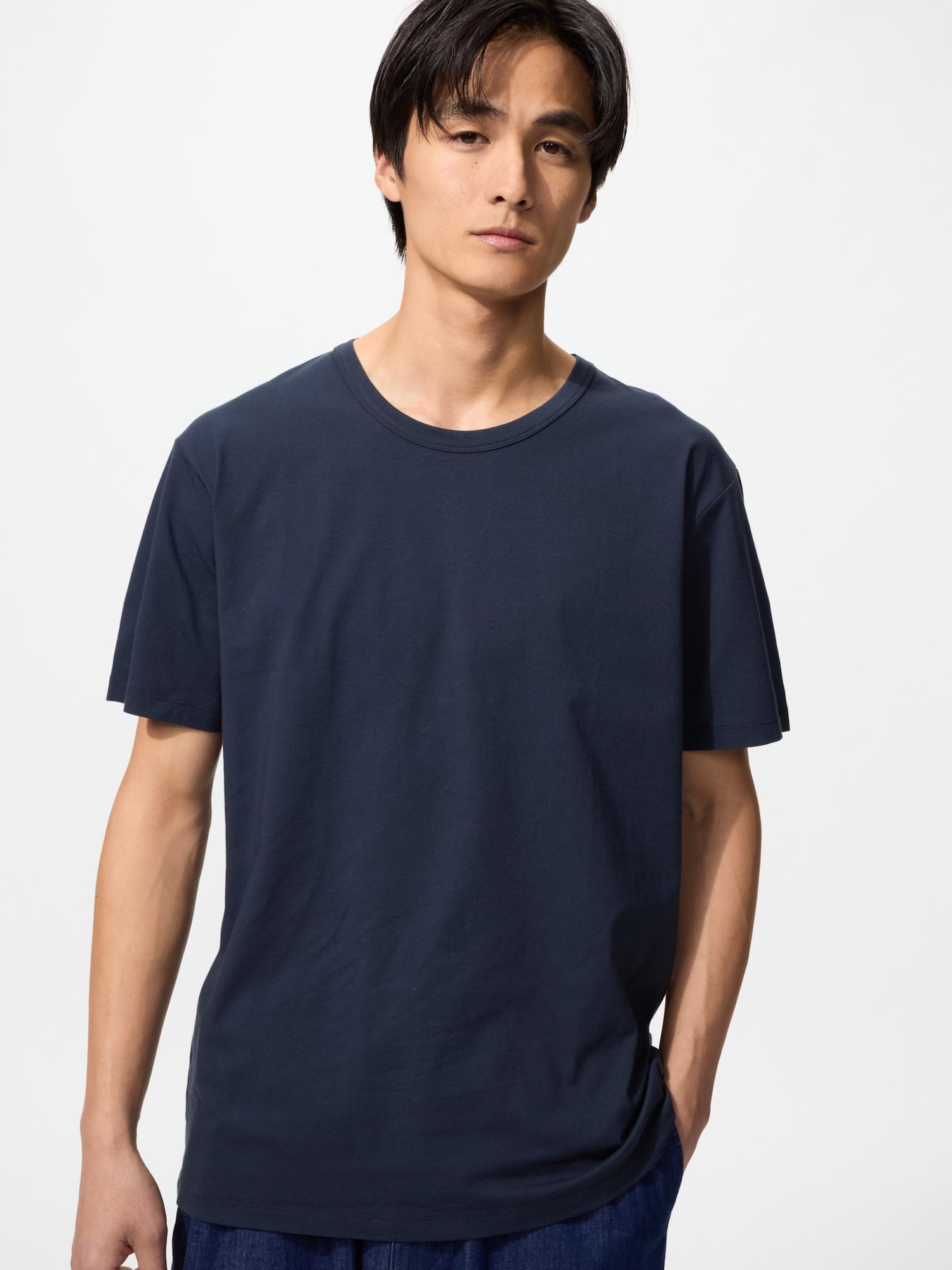 UNIQLO Men’s AIRism Cotton Shirt with Odor Control, Navy, Small UNIQLO Men’s AIRism Cotton Shirt with Odor Control, Navy, Small