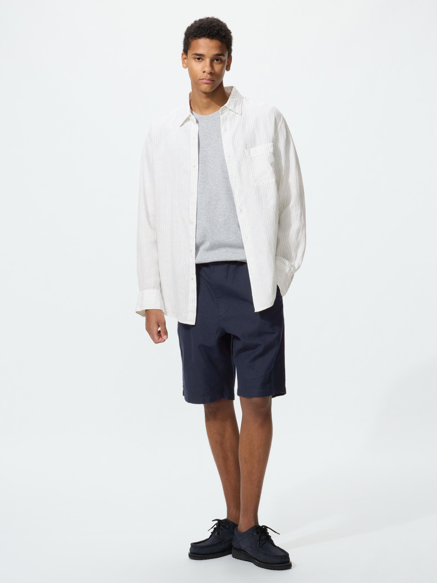 UNIQLO Men’s Linen Blend Shorts .”, Navy, Large