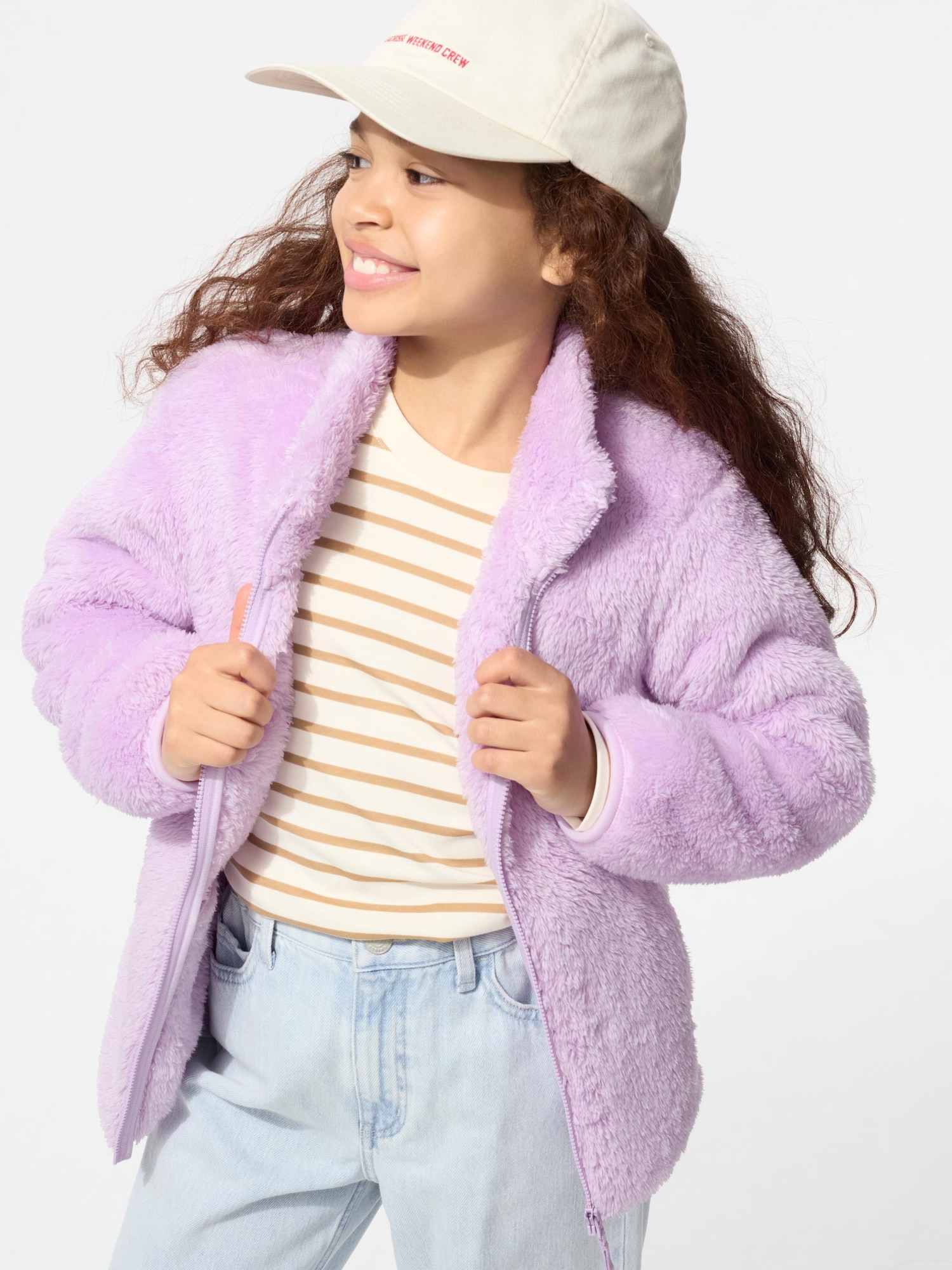 UNIQLO Kids’s Fluffy Yarn Fleece Full-Zip Jacket, Purple, -Y UNIQLO Kids’s Fluffy Yarn Fleece Full-Zip Jacket, Purple, -Y