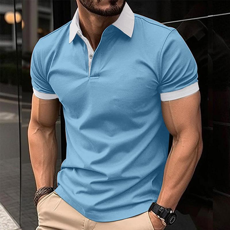 Men’s Casual Color Block Short Sleeve POLO Shirt Y Men’s Casual Color Block Short Sleeve POLO Shirt Y