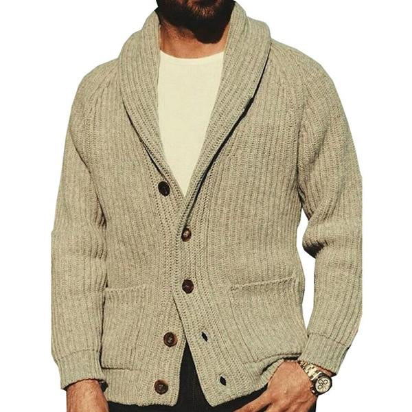 Men’s Solid Color Lapel Knit Jacket X Men’s Solid Color Lapel Knit Jacket X