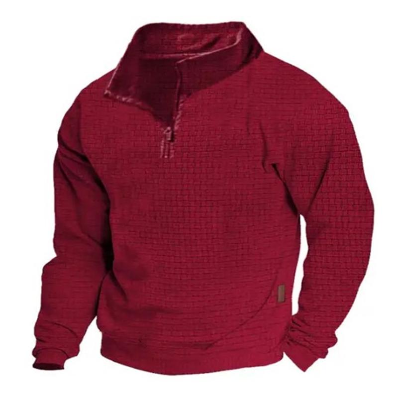 Men’s Outdoor Cotton Blend Waffle Stand Collar Zipper Long Sleeve Sweatshirt M Men’s Outdoor Cotton Blend Waffle Stand Collar Zipper Long Sleeve Sweatshirt M