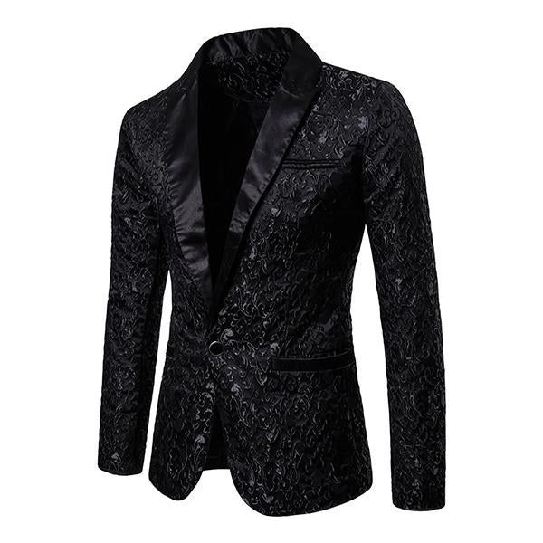 Men’s Vintage Jacquard Lapel One Button Blazer M Men’s Vintage Jacquard Lapel One Button Blazer M