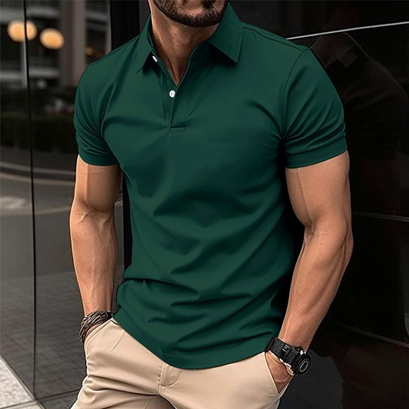 Men’s Casual Solid Color Short Sleeved Polo Shirt Y
