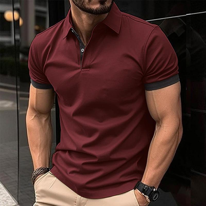 Men’s Casual Color Block Short Sleeve POLO Shirt Y