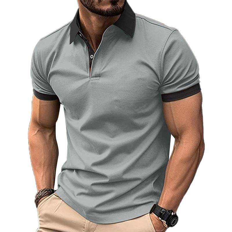 Men’s Casual Color Block Short Sleeve POLO Shirt Y Men’s Casual Color Block Short Sleeve POLO Shirt Y