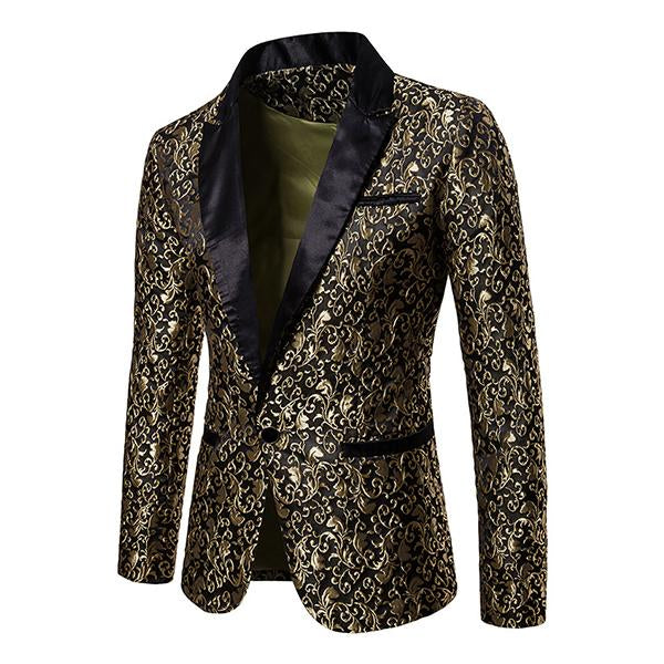 Men’s Vintage Jacquard Lapel One Button Blazer M Men’s Vintage Jacquard Lapel One Button Blazer M