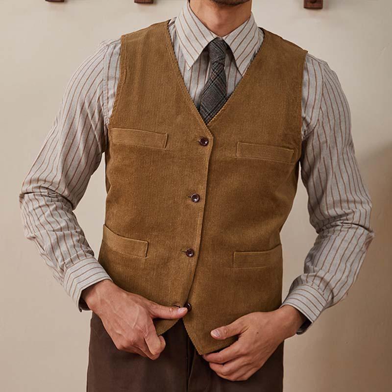 Men’s Vintage Thin Corduroy Slim Fit Single Breasted Suit Vest M Men’s Vintage Thin Corduroy Slim Fit Single Breasted Suit Vest M