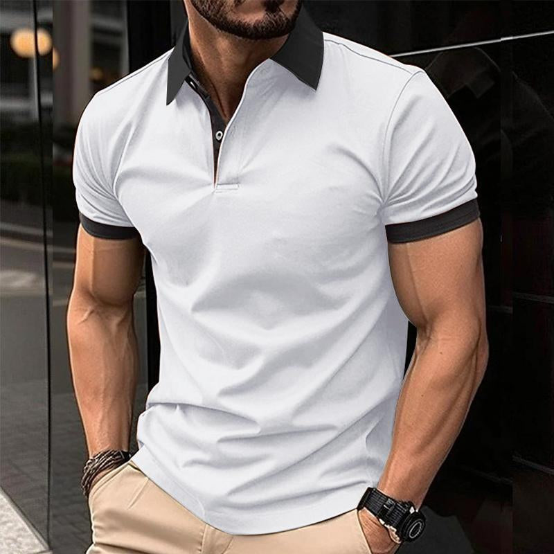 Men’s Casual Color Block Short Sleeve POLO Shirt Y Men’s Casual Color Block Short Sleeve POLO Shirt Y