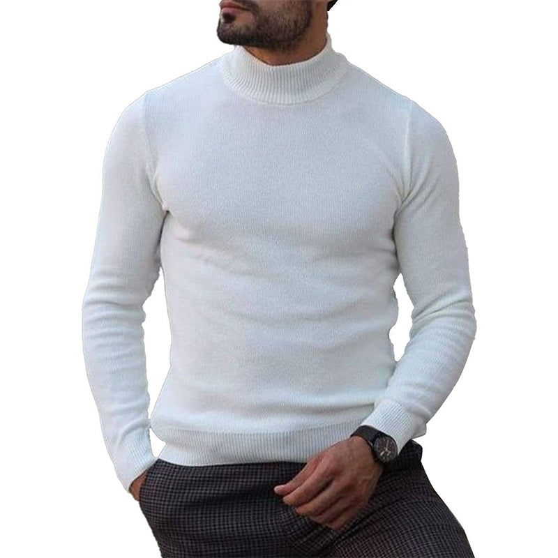 White Versatile Turtleneck Knitted Pullover Sweater D White Versatile Turtleneck Knitted Pullover Sweater D
