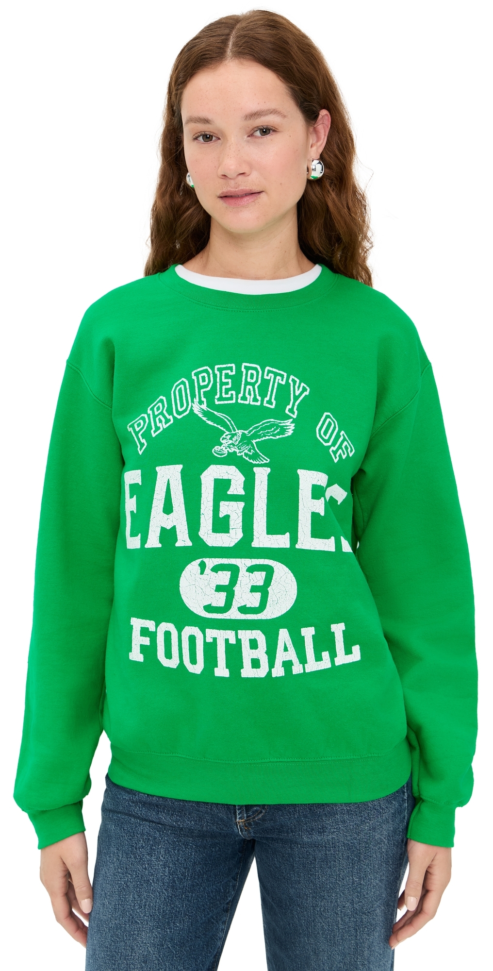 Junk Food Eagles Property Crew Fleece Irish Green Junk Food Eagles Property Crew Fleece Irish Green