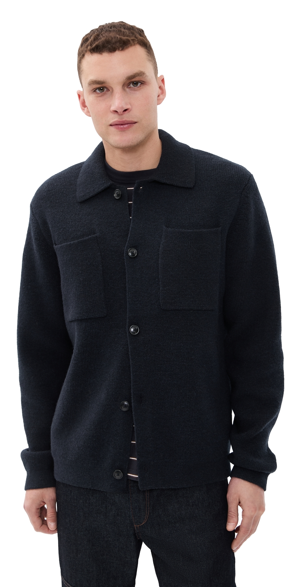 Les Deux Fischer Milano Knit Overshirt Dark Navy Les Deux Fischer Milano Knit Overshirt Dark Navy