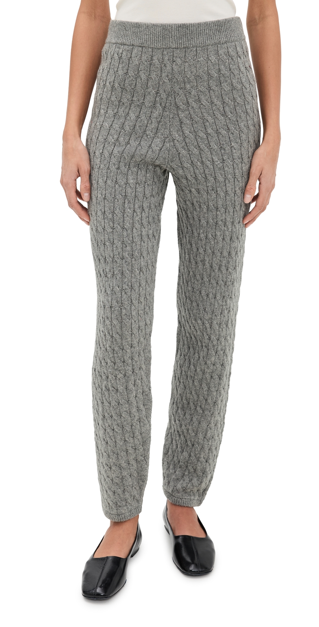 LE BOP Cable Knit Joggers Heather Grey