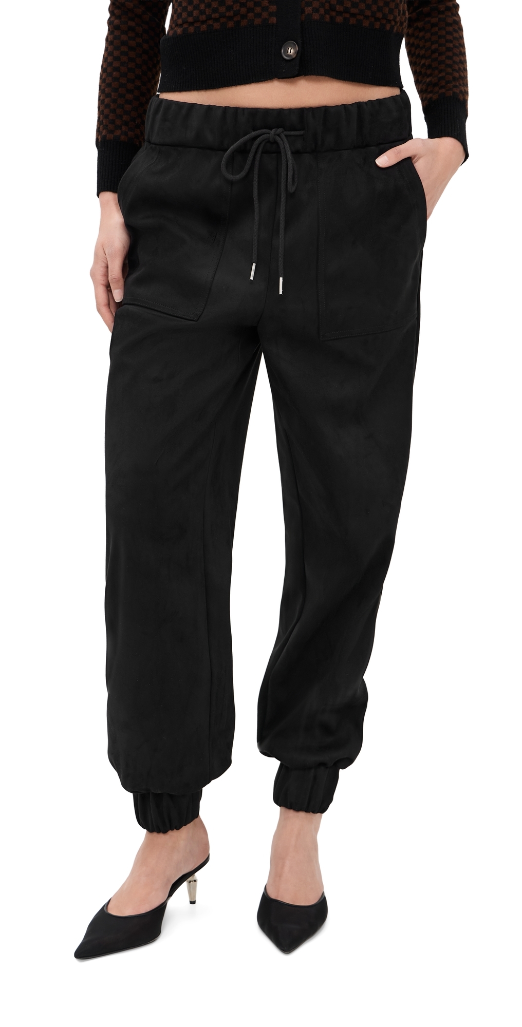 LE BOP Remy Faux Suede Joggers Black LE BOP Remy Faux Suede Joggers Black