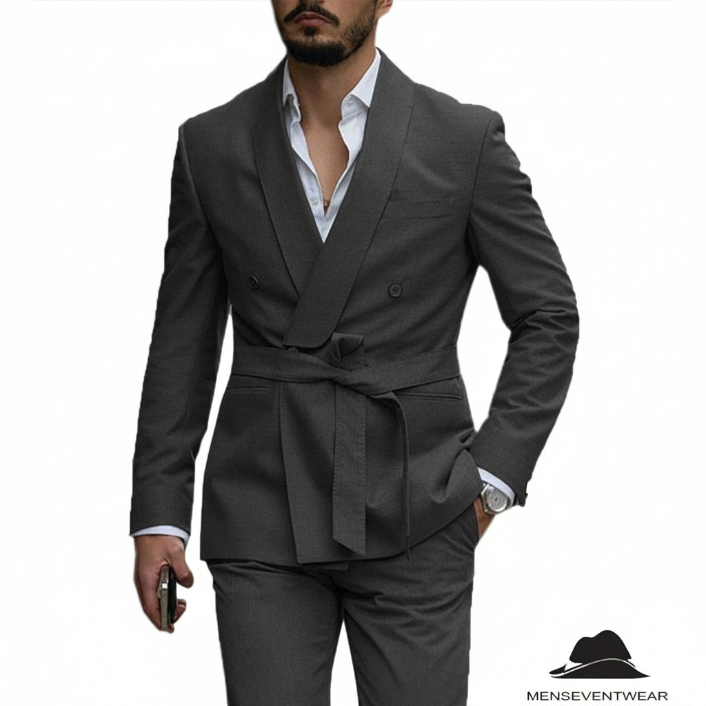 Menseventwear Leisure Mens Suit Double Breasts Shawl Lapel Pieces Blazer+Pants Menseventwear Leisure Mens Suit Double Breasts Shawl Lapel Pieces Blazer+Pants