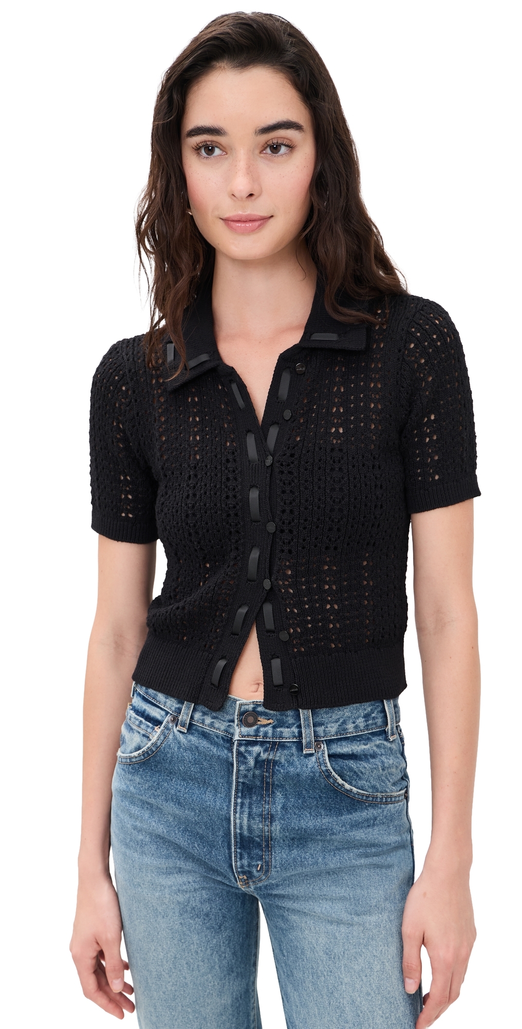 L’AGENCE Ninette Pointelle Cardigan BlackBlack L’AGENCE Ninette Pointelle Cardigan BlackBlack