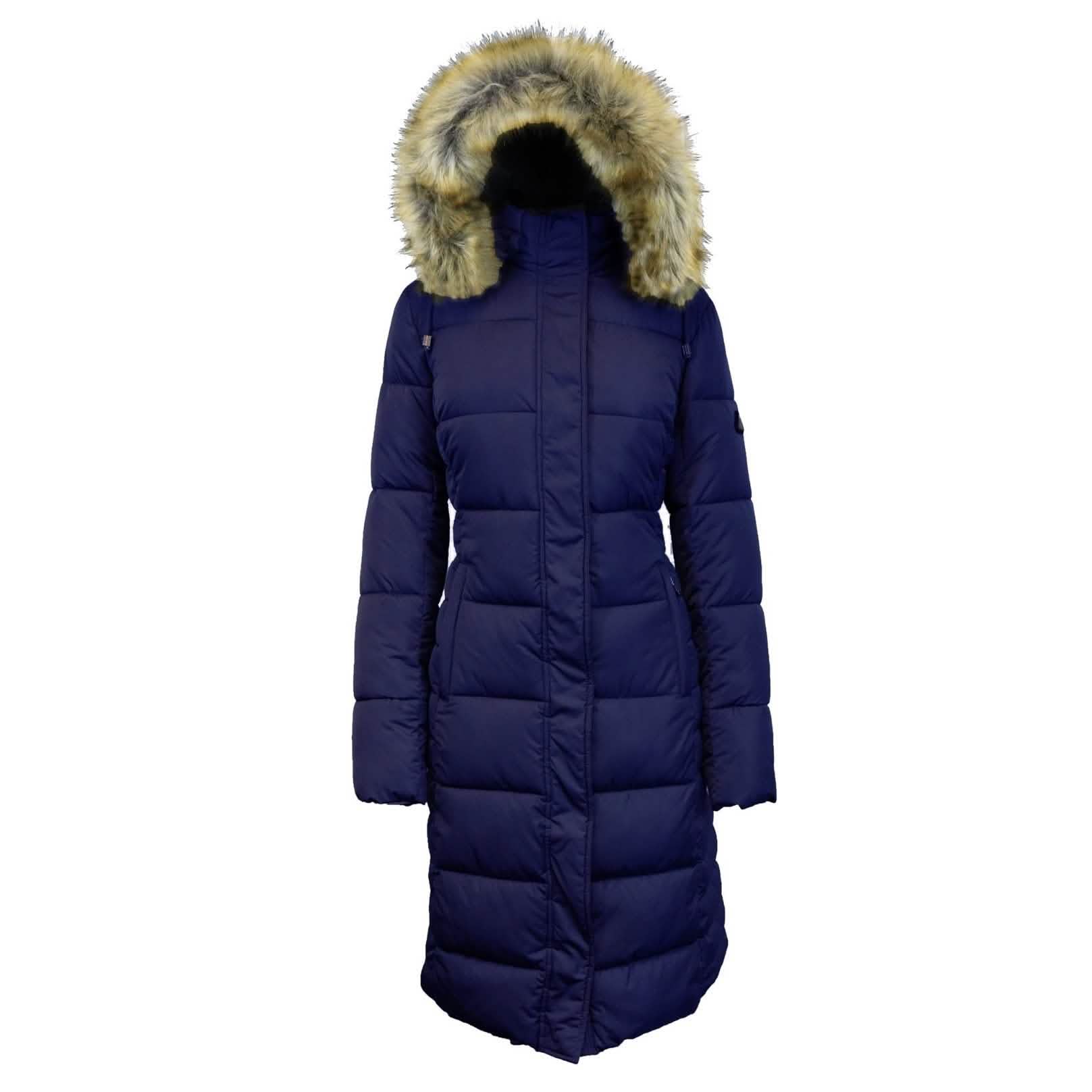 Long Heavyweight Parka Jacket with Faux-Fur Hood – L Navy Long Heavyweight Parka Jacket with Faux-Fur Hood – L Navy