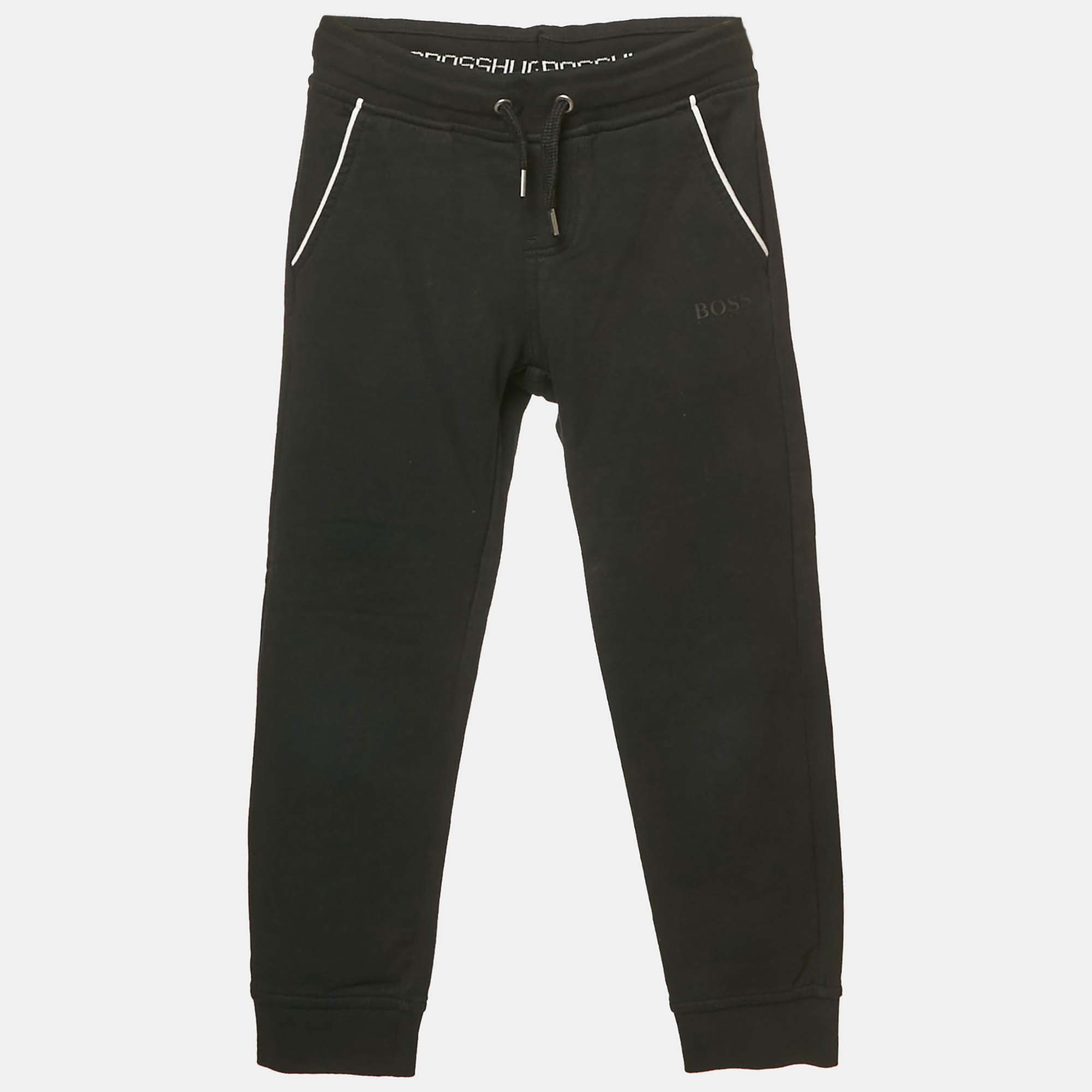 Boss by Hugo Boss Kids Black Cotton Knit Drawstring Joggers