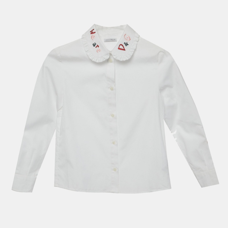 Dolce & Gabbana Kids White Cotton We Are D & G Embroidered Shirt Yrs