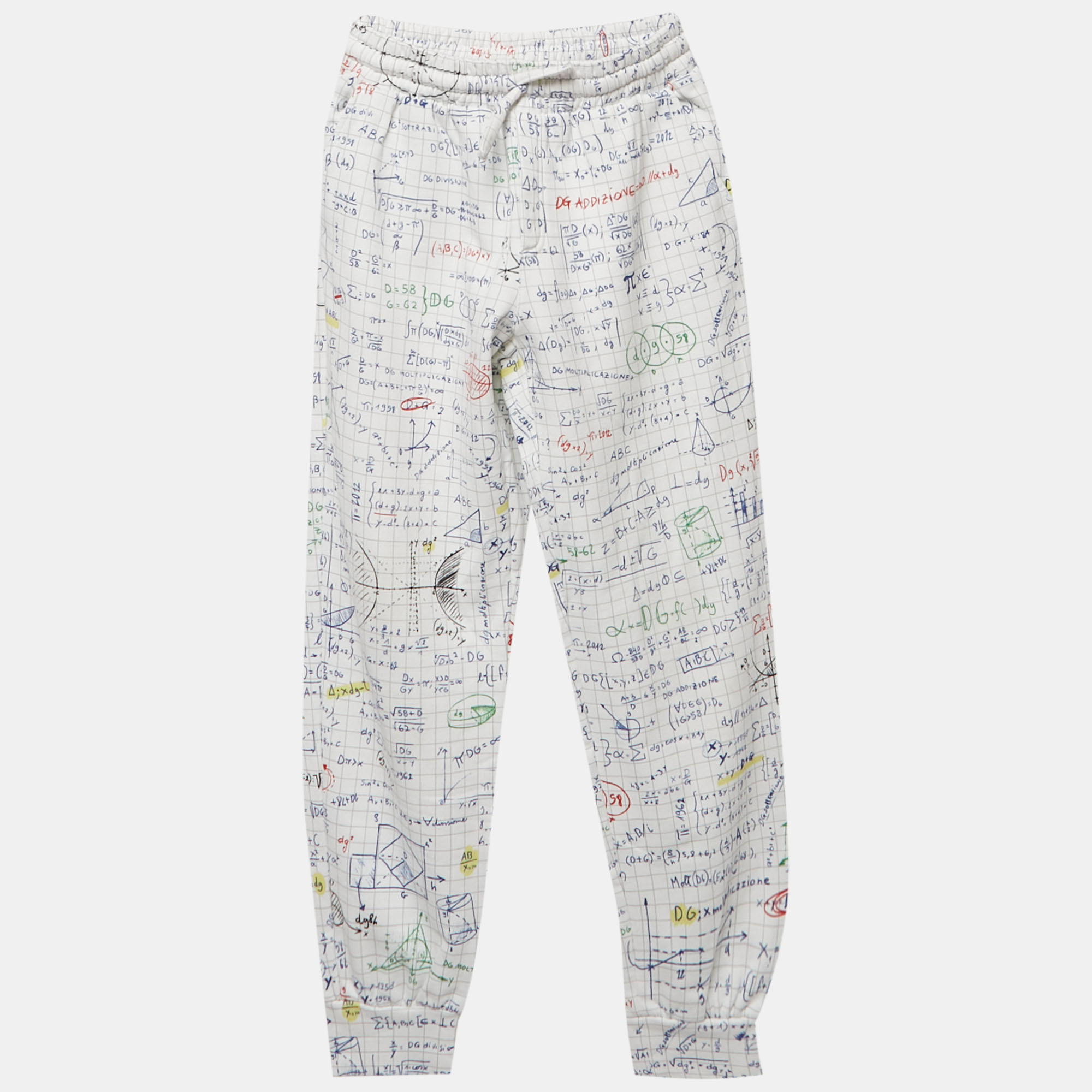 Dolce & Gabbana White Math Print Cotton Joggers -Yrs Dolce & Gabbana White Math Print Cotton Joggers -Yrs