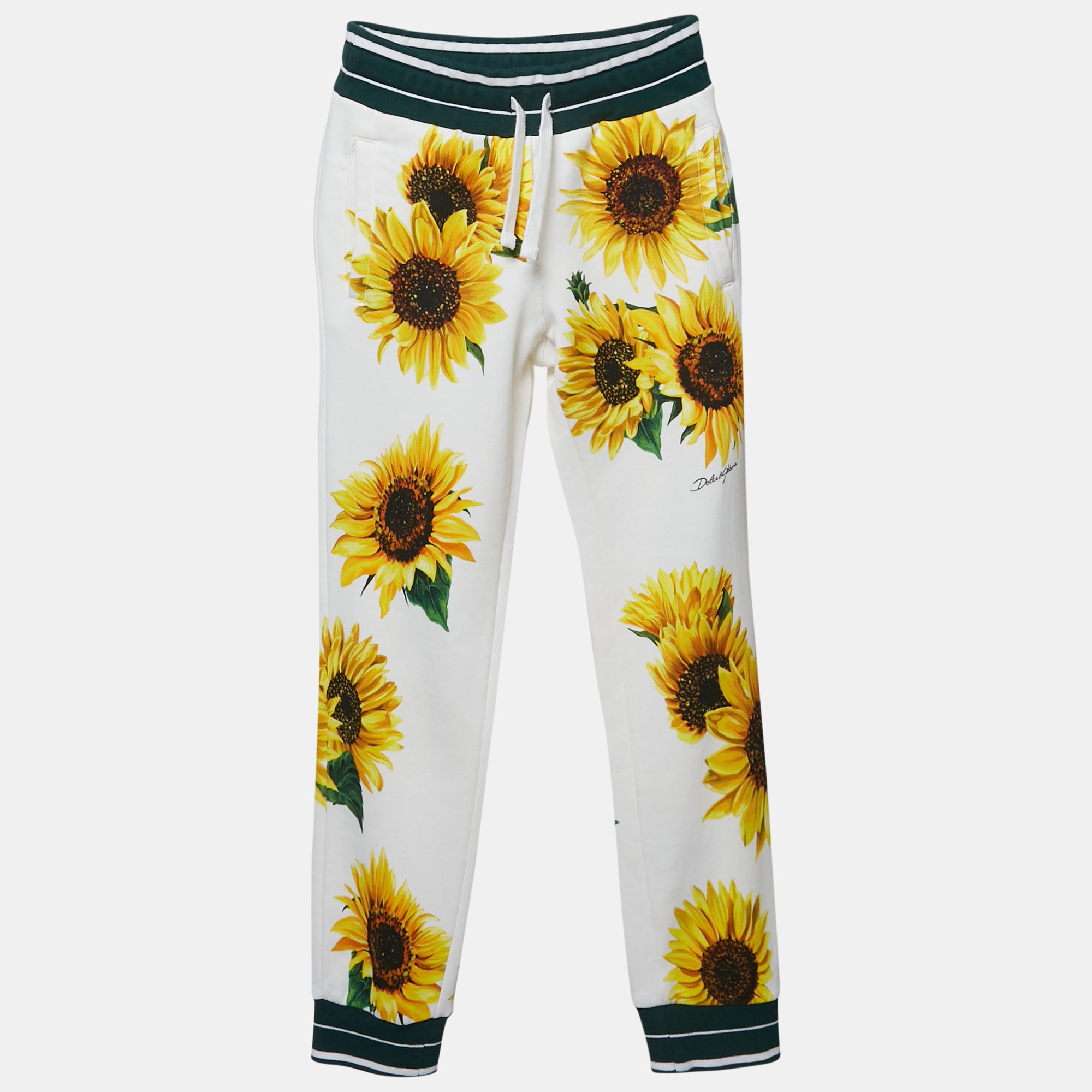 Dolce & Gabbana Kids Yellow Sunflower Print Cotton Joggers Yrs Dolce & Gabbana Kids Yellow Sunflower Print Cotton Joggers Yrs