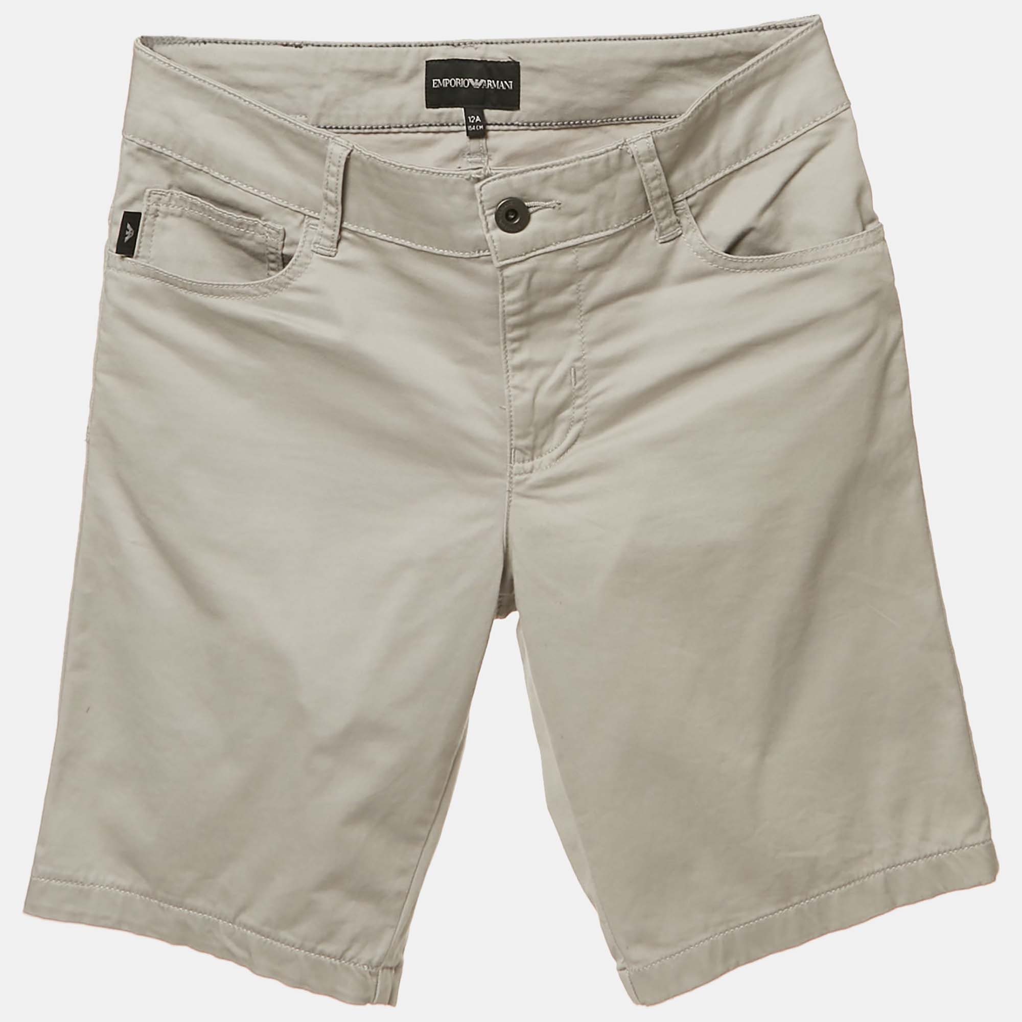 Emporio Armani Grey Cotton Chino Shorts Yrs