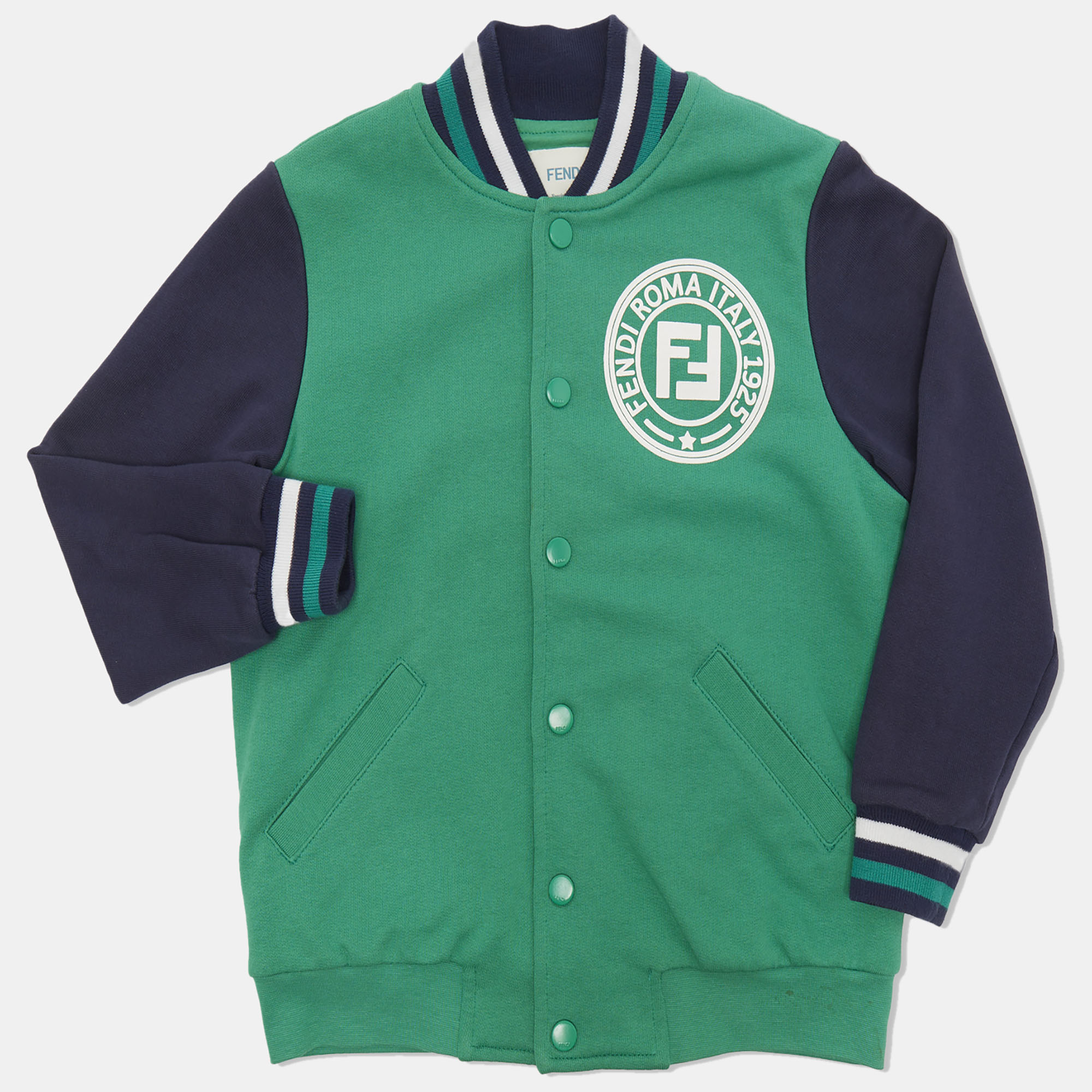 Fendi Kids Green Cotton Varsity Jacket Yrs