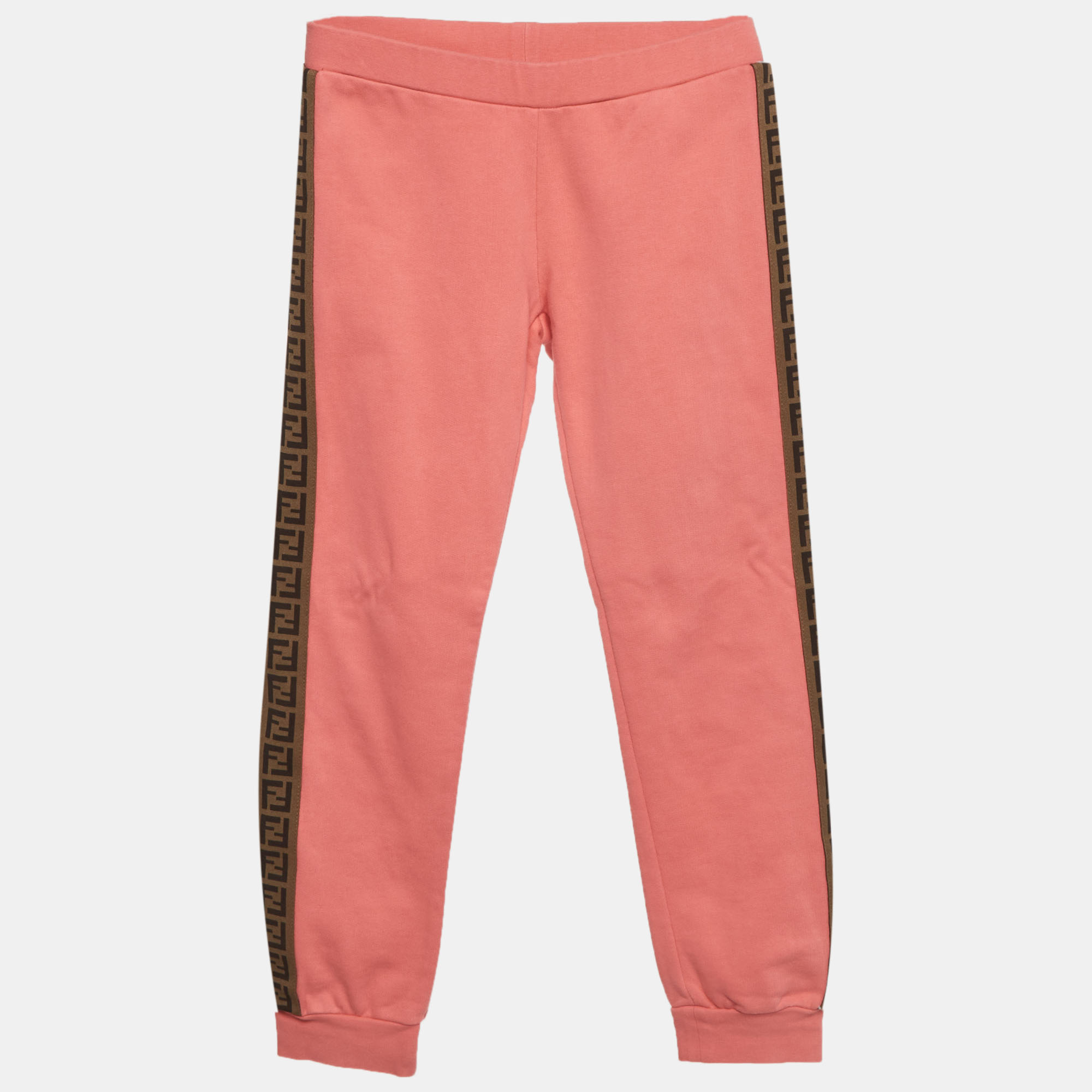Fendi Kids Pink FF Side Stripe Jersey Joggers Yrs Fendi Kids Pink FF Side Stripe Jersey Joggers Yrs