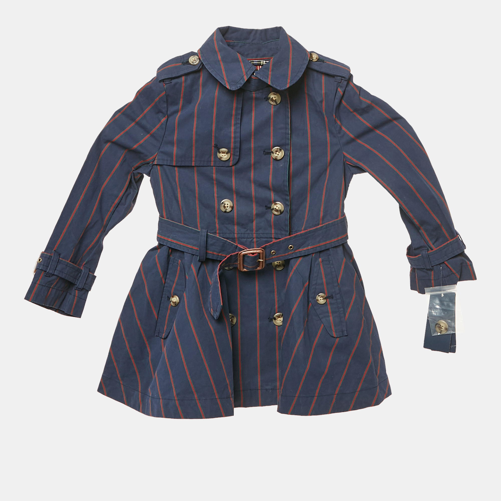 Polo Ralph Lauren Kids Navy Blue Striped Cotton Trench Coat Yrs