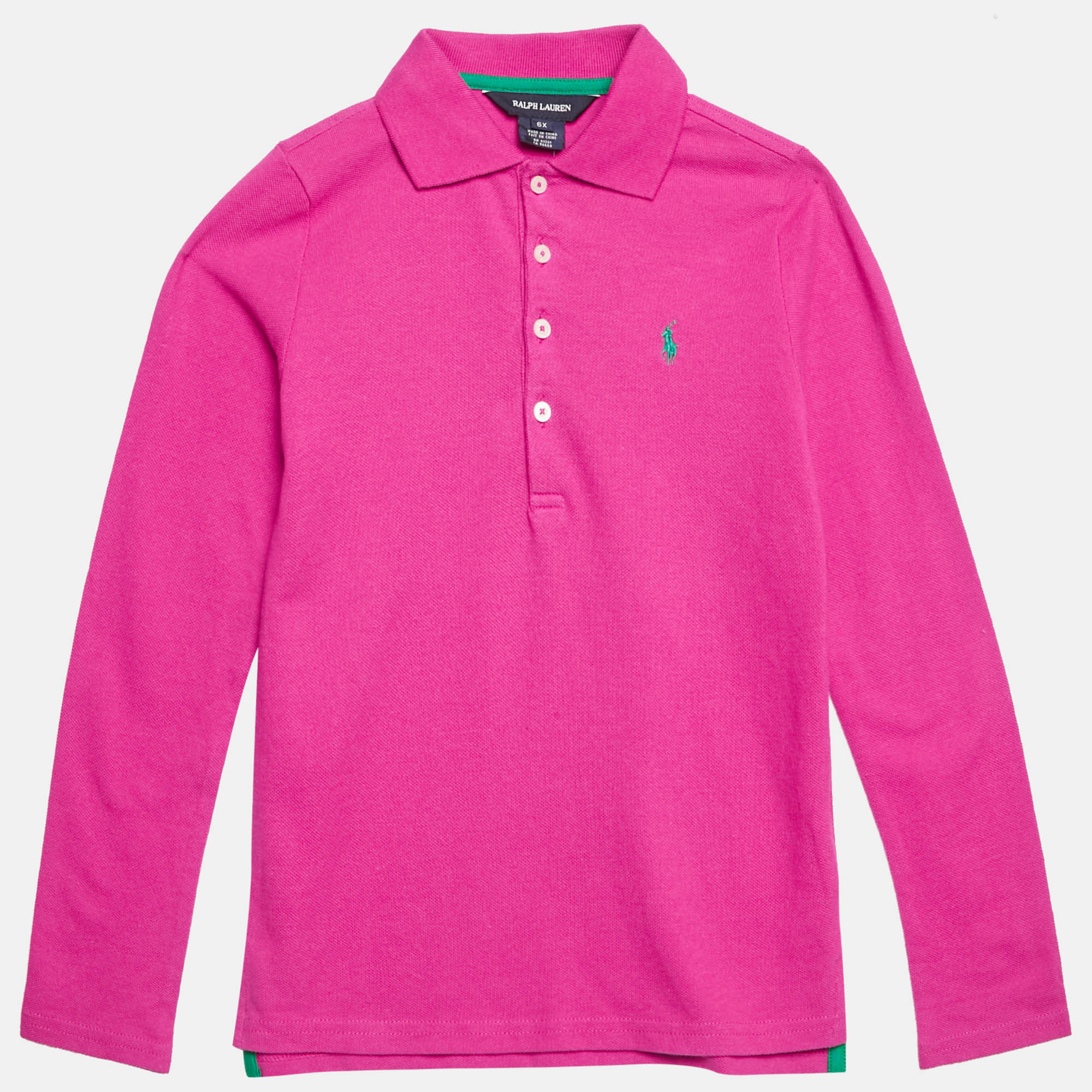 Ralph Lauren Kids Preppy Pink Cotton Pique Long Sleeve Polo Shirt Yrs Ralph Lauren Kids Preppy Pink Cotton Pique Long Sleeve Polo Shirt Yrs