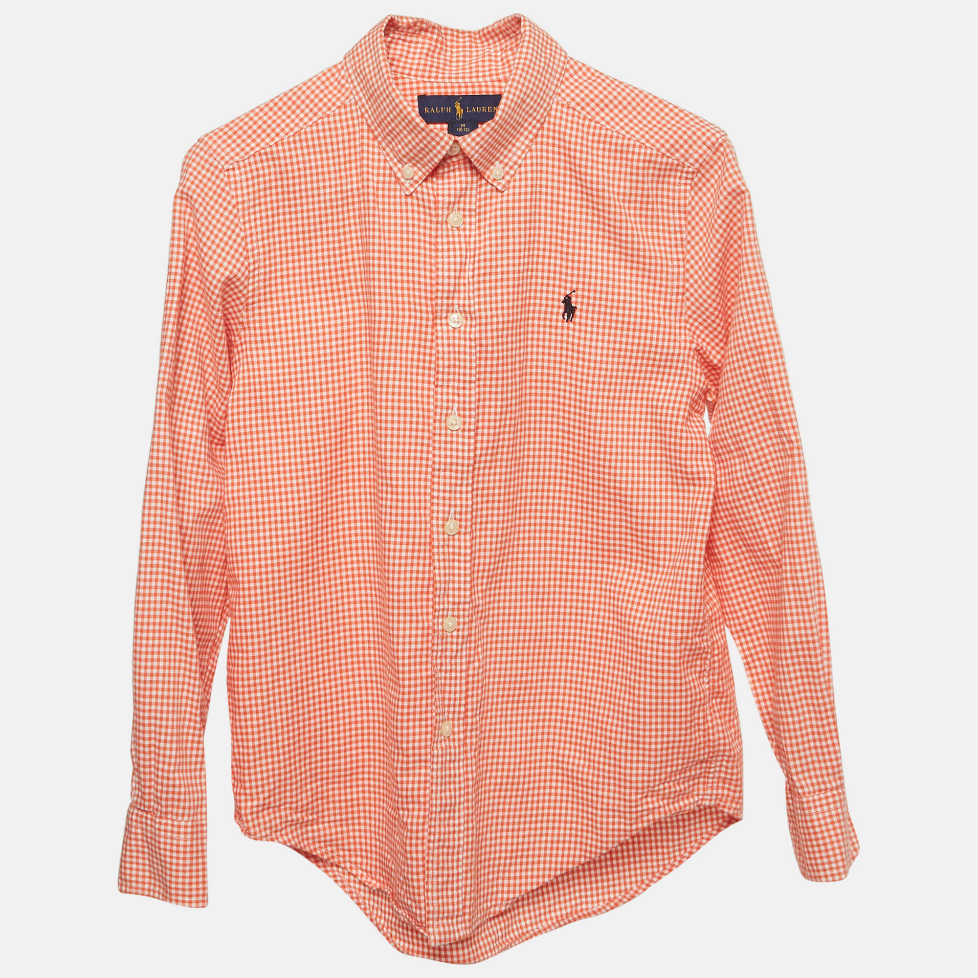Ralph Lauren Kids Orange Gingham Checks Cotton Shirt -Yrs