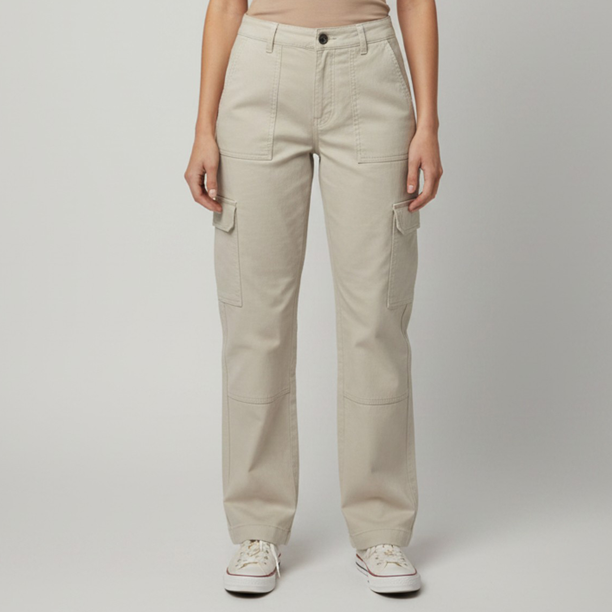 Acne Studios Beige Textured Cotton Cargo Trousers Acne Studios Beige Textured Cotton Cargo Trousers