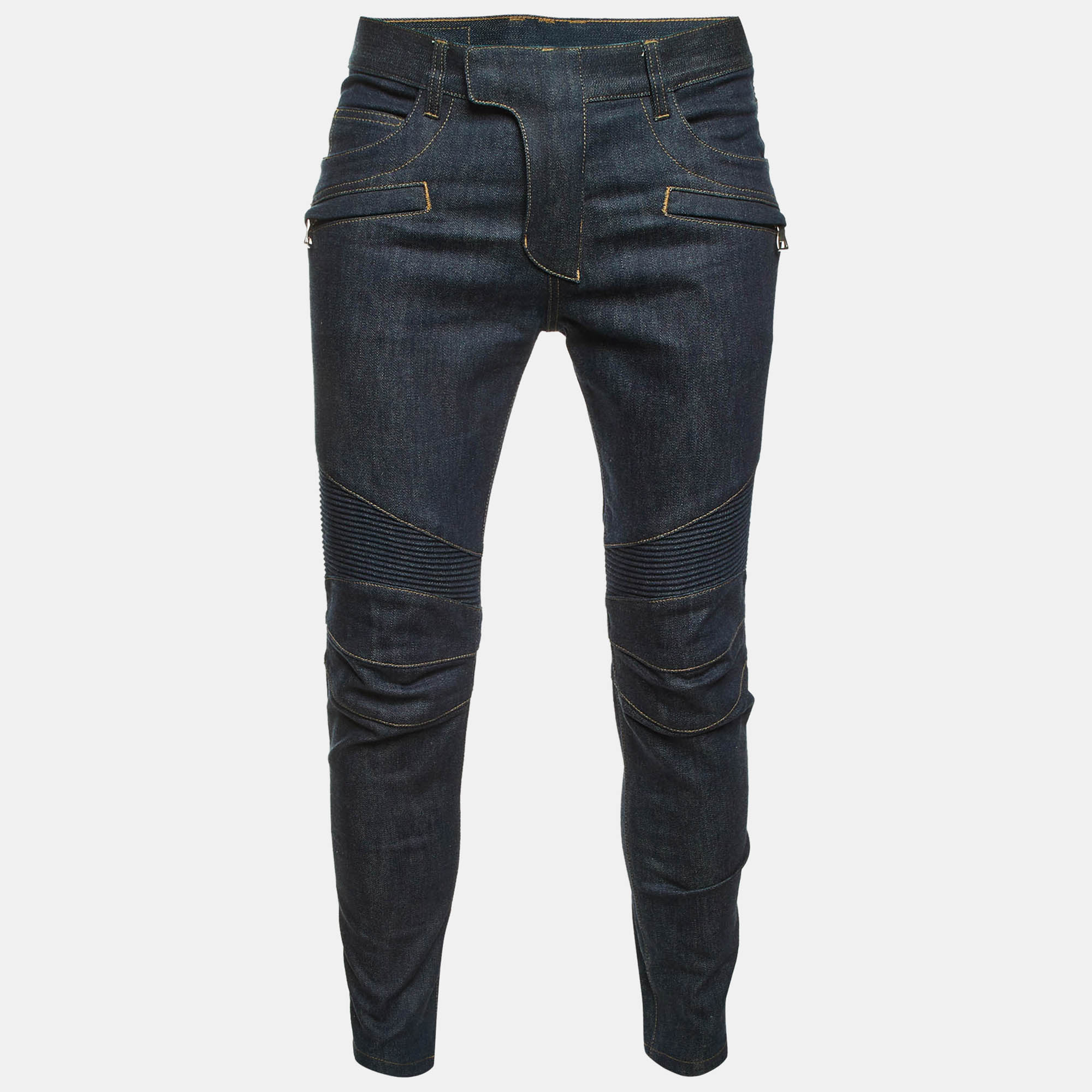 Balmain Dark Blue Denim Slim Fit Biker Jeans MWaist “ Balmain Dark Blue Denim Slim Fit Biker Jeans MWaist “
