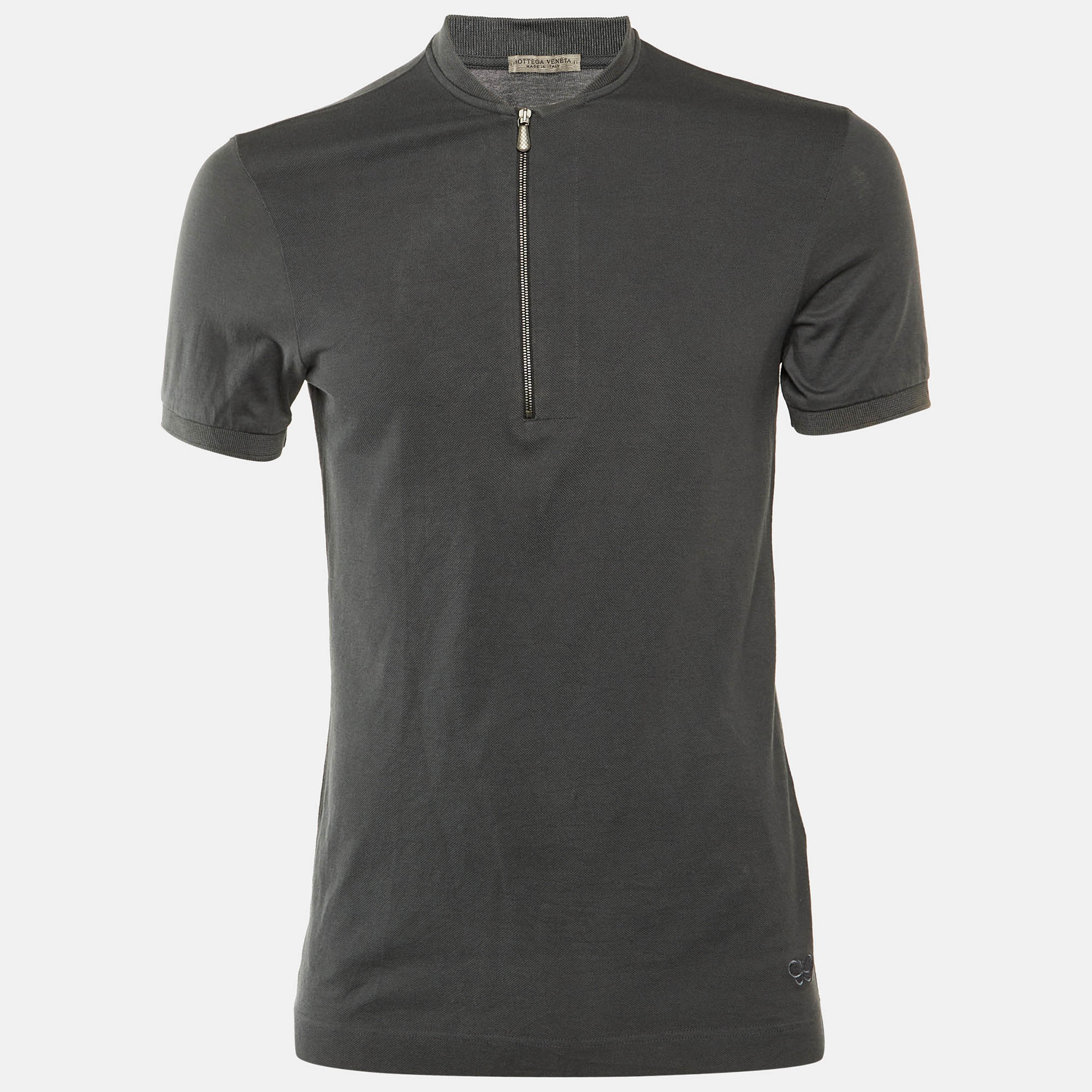Bottega Veneta Grey Cotton Mandarin Collar Shirt Bottega Veneta Grey Cotton Mandarin Collar Shirt