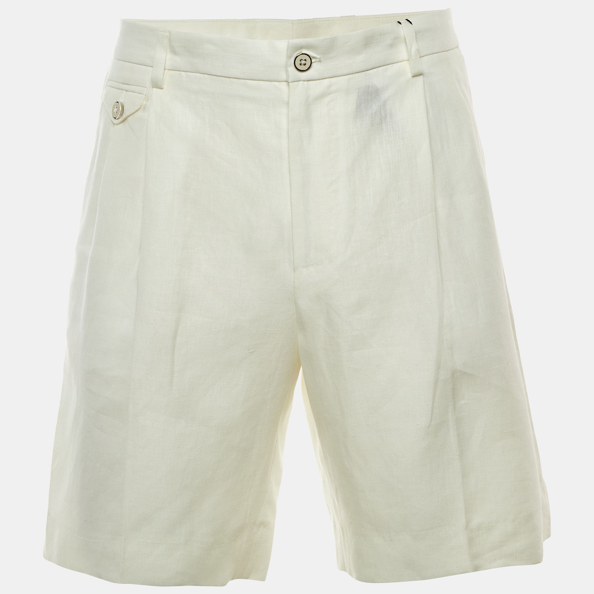 Dolce & Gabbana Off White Linen Bermuda Shorts