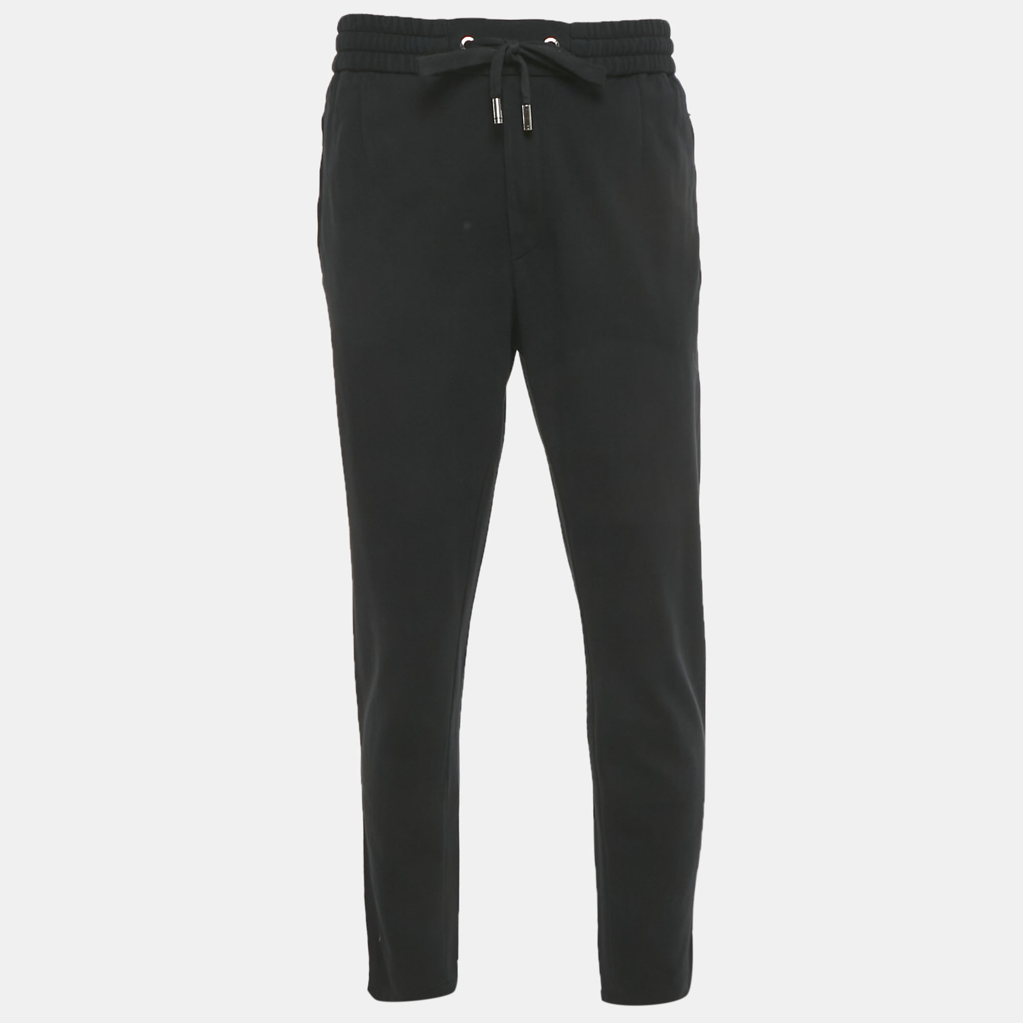 Dolce & Gabbana Black Logo Embroidered Knit Drawstring Trousers